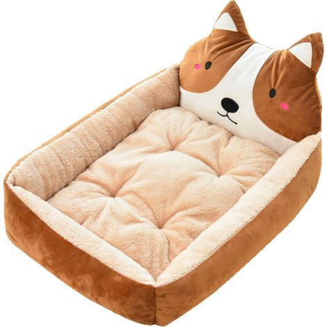 Lit pour chien de dessin animé hiver chaud mignon lavable toutes les saisons chenil pour chiens chats animaux de compagnie café Akita env. 50 cm/19,7 pouces (animaux de moins de 2,5 kg/5,5 lb) (1/5)