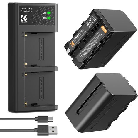 Batteries 6600mAh Kit Chargeur LED Compatible avec NP-F550 F570 F750 F770 F930 F950 F960 F970 pour Lampes LED Haute Puissance Moniteur Caméra Slider (1/5)