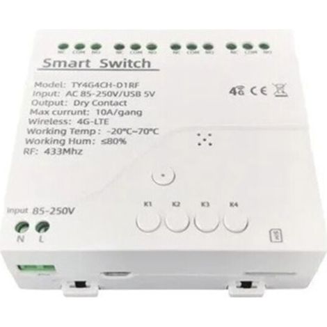 Interrupteur intelligent Tuya 4G LTE, relais avec application GSM 433 MHz, contrôle sans fil, 4 canaux, contrôleur amovible, AC 85-250 V (1/4)