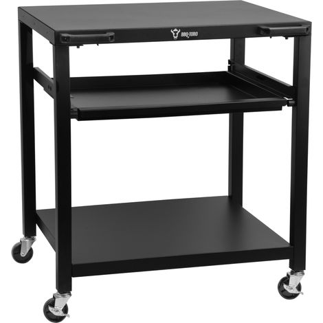 BBQ-Toro Grillwagen 80 x 65,5 x 86,5 cm, Schwarz, Grilltisch mit großer Arbeitsfläche, Beistelltisch