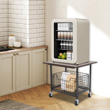 Supporto per mini frigo con cestello di deposito, supporto per mini frigorifero, supporto per frigo con ruote, dimensioni totali prodotto: 505044,2 cm/19,719,717,4 pollici (1/5)