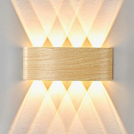 LED Wall Light, Wood and Metal, 8W, IP65 Waterproof, Warm White 3000K, For Indoor and Outdoor Use (1/5)