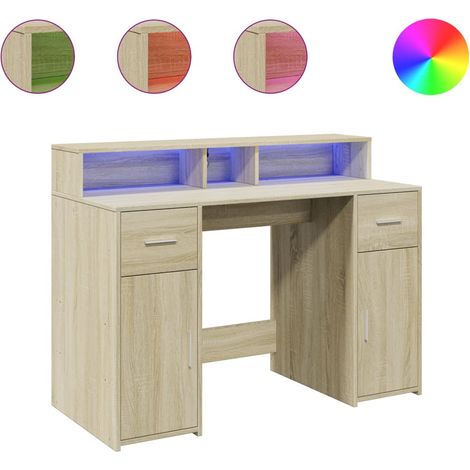 Maison Exclusive - LED-Schreibtisch Sonoma-Eiche 120x55x91 cm Hol
