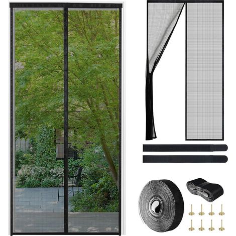 Moustiquaire Magnétique en Fibre de Verre,110x210cm Moustiquaire Magnétique Sans Perçage pour Portes Coulissantes,en Tissu Haute Densité Anti-Rayures,Adaptée aux Portes de Balcon,de Cave et de Jardin (1/5)