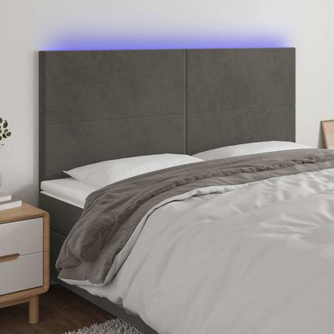 vidaXL Cabecero con luces LED terciopelo gris oscuro 180x5x118/128 cm (1/5)