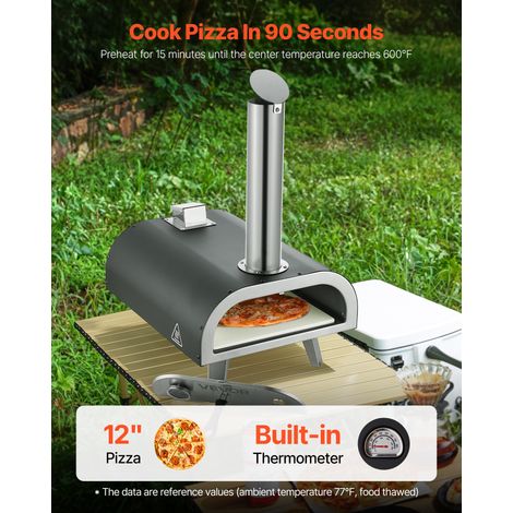 Four à Pizza d’Extérieur 12 pouces 305 mm, Four à Granulés de Bois Portable avec Thermomètre, Pelle et Sac de Transport, Constructi… (1/5)