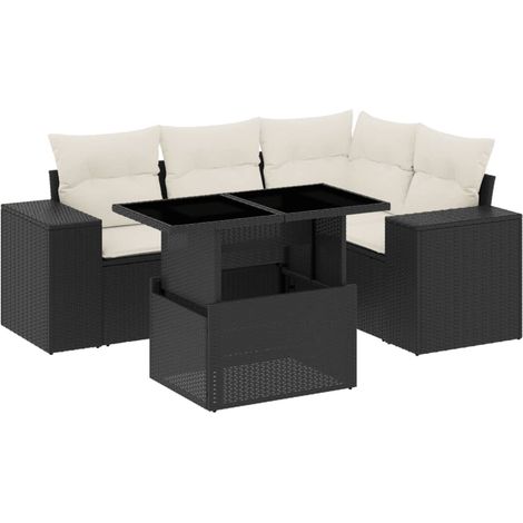 Maison Exclusive - Set de muebles de jardín 5 pzas y cojines ratá (1/5)