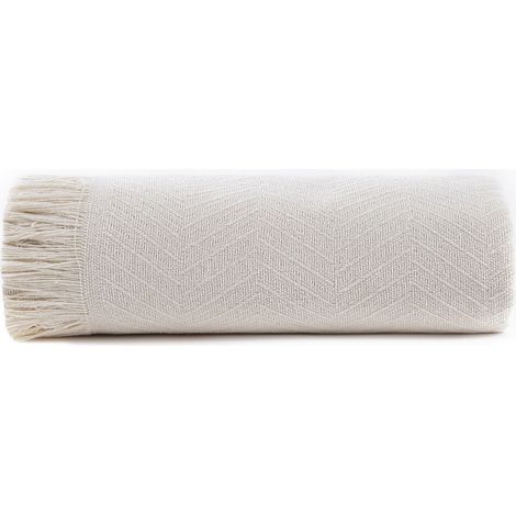 Todocama, Trapunta multiuso per divano, coperta, plaid per letto, copridivano, prodotta in Spagna, motivo a spina di pesce, (125 x 180 cm, panna) (1/4)