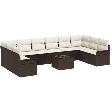 Garden Sofa Set with Cushion 11 pcs Brown Poly rattan vidaXL (1/5)