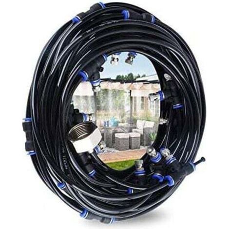 Ulisem Outdoor-Nebelsystem, 10 m Terrassen-Nebelgenerator mit 9 Nebeldüsen + 1 Ersatzdüse + 1 Adapter (Messing, 3/4 Zoll), Nebelgenerator (1/5)