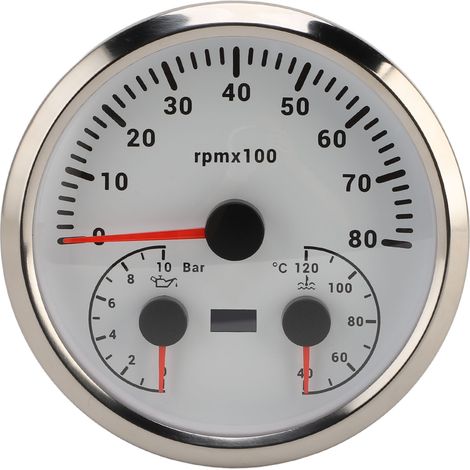 Toivize 3-in-1 Kombiinstrument 110 mm Drehzahlmesser Öldruck Wassertemperatur 8000 U/min 0–10 bar 40–120 °C 7-Farben-LED (1/5)