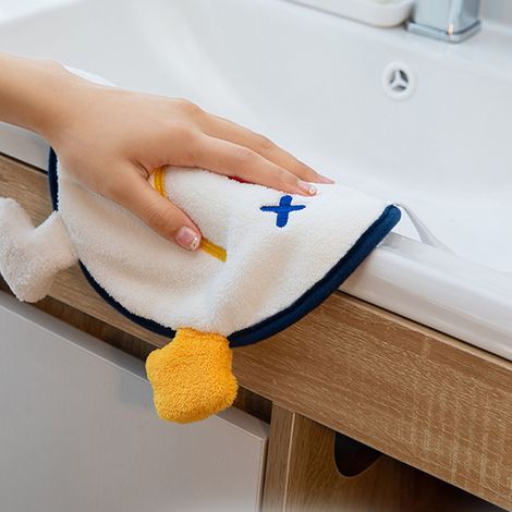 Beliebtes Handtuch mit Smiley-Gesichtsmuster, niedliches quadratisches Cartoon-Handtuch, zum Aufhängen geeignet, aus Korallenfleece, super saugfähig und schnelltrocknend, fröhlicher Clown. (1/5)