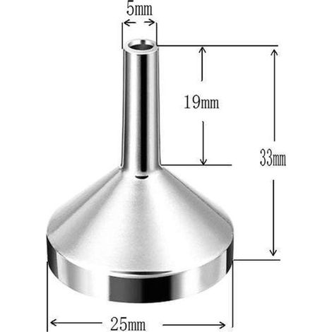 kleine Metalltrichter Ideal zum Befüllen von kleinen Fläschchen oder Behältern Zerstäubern Parfums Flüssigkeiten Ölen und zum Nachfüllen Öle Silber (1/4)