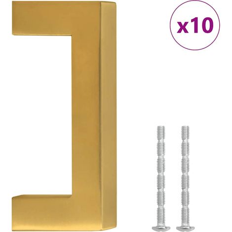 Poignées d'armoire 10 pcs Poignée de meuble doré 64 mm acier inoxydable CFW34266 (1/5)