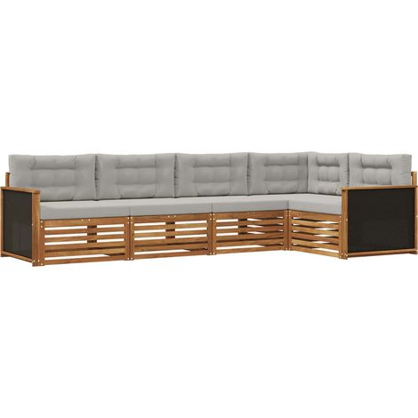 Outdoor Sofa Set 5 pcs Natural and Light Grey vidaXL (1/5)