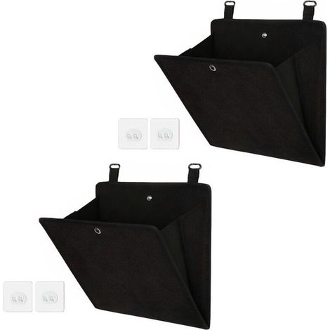 Lot de 2 sacs de rangement de porte pour chaussures, sac de rangement suspendu, multifonctionnel pour chaussures, chapeaux, accessoires, tissu Oxford, noir (26,5 x 27,5 cm) (1/5)