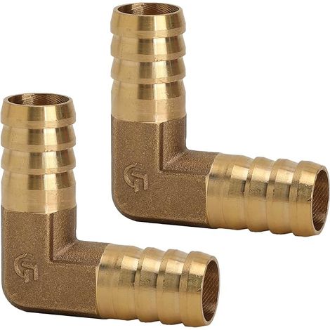 Lot de 2 Brass Hose Adapter, 19 mm 90° en Laiton Adaptateur de Tuyau de, en L pour Raccords de Tuyaux Coudés Destinés à L'Air, à L'Eau et Au Gaz (1/5)
