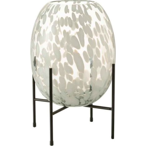 Vase sur Pied Design "Tâche" 38cm Gris & Blanc (1/3)