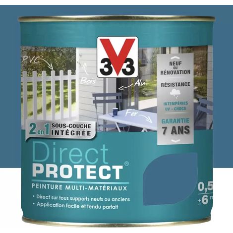 Peinture Glycéro Multi-matériaux V33 Direct Protect Bleu orage 0,5 L (1/4)