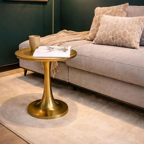 Table basse ronde dorée en aluminium Ø45 cm KANO (1/3)