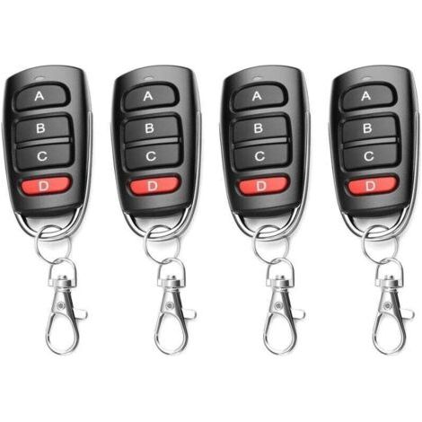 4PCS Telecommande Universelle Portail 433 Mhz, Duplicateur Porte de Garage Telecommande, Telecommande Garage Remplacement Sans Fil à 4 Boutons, Clonage Porte de Garage pour Porte Électrique (1/5)