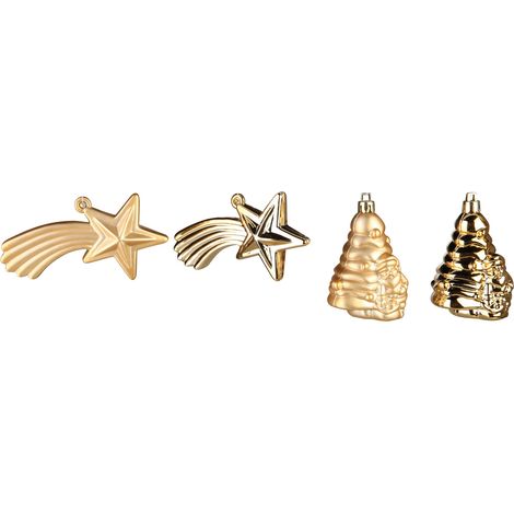 4 boules de sapin de noel et etoile or