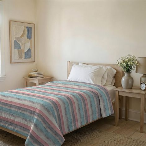 Couvre-lit matelassé d’été Ligne Basic en Microfibre Douce imprimée – Couette Printemps-été mi-Saison – Sarah, 1 Place et demie 200x240 cm (1/5)