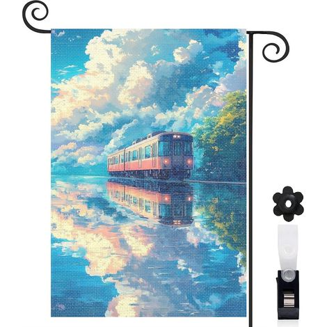 Drapeau de jardin Joyeuses saisons en lin lavable 45 x 30 cm vertical décoration saisonnière pour jardin (1/5)