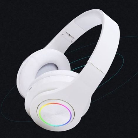 Casque Femmes sans Fil Bluetooth Marque Lumières LED Blanc Audio Stéréo HiFI Ecouteurs pour iPhone//iPad/PC/Téléphone Cadeau de (1/4)