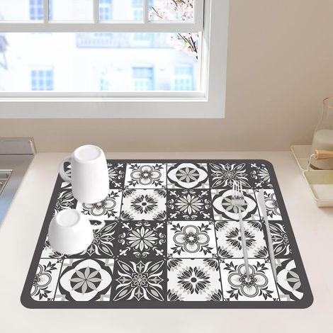 Tapis Égouttoir Vaisselle, Tapis de Séchage Vaisselle Super Absorbant, Tapis Évier Cuisine en Nanofibres à Séchage(40 x 50cm) (1/5)