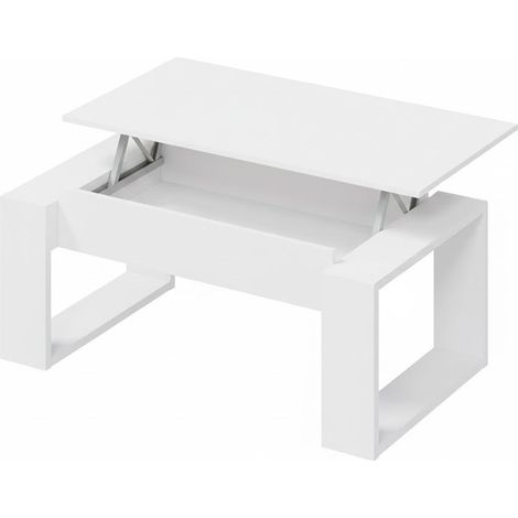 Tavolino Rialzabile Da Caffè Con Piano Sollevabile Tavolo Da Soggiorno Pranzo Moderno Salvaspazio Ideale Per Mangiare Lavorare E Organizzare Il Living 105 X 55 X 45 Cm Bianco (1/5)