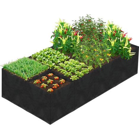128 Gallons 8 Grilles Sacs de Culture pour Plantes, 180CM x 90CM x 30CM Jardinière Surélevée en Tissu Non Tissés Respirants Conteneurs de Jardin Épais avec Poignée pour Fleurs Légumes Fruits (1/5)