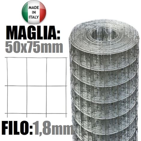 25mt- ROTOLO RETE METALLICA ZINCATA ELETTROSALDATA- MAGLIA: mm50x75 - H 150 cm (1/2)