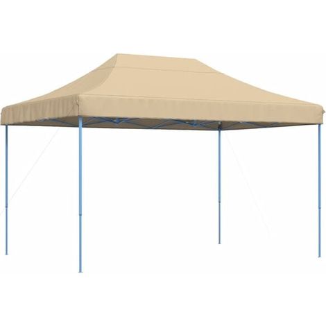 Tente pliante beige à déploiement instantané, dimensions : 410 x 279 x 315 cm (1/5)