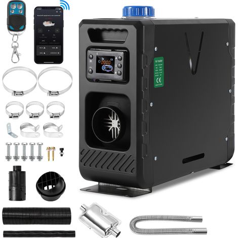Jiubiaz 8 kW 12/24 V Chauffage Diesel Portable Monobloc Vertical 1 Sortie d'Air, App Bluetooth, Réchauffeur d'Air Diesel pour Auto Camping-Car Camion Noir (1/5)