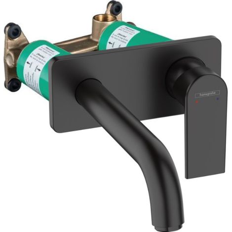 Mitigeur mural lavabo HANSGROHE, Vernis Shape noir mat + Corps encastré