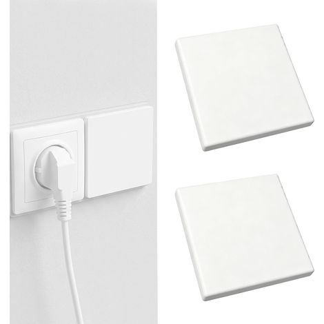 2 Cache-prises Autocollantes Vierges, 86x86mm, pour Prises Inutilisées Ép.7mm, plastique blanc robuste, surface lisse laquée, montage rapide sans outil, lavable, adapté à tous intérieurs (1/5)