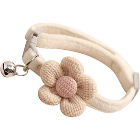 Collier mignon pour animaux de compagnie avec décoration de clochette et de fleur, collier tendance ajustable pour petits chiens et chats (1/5)