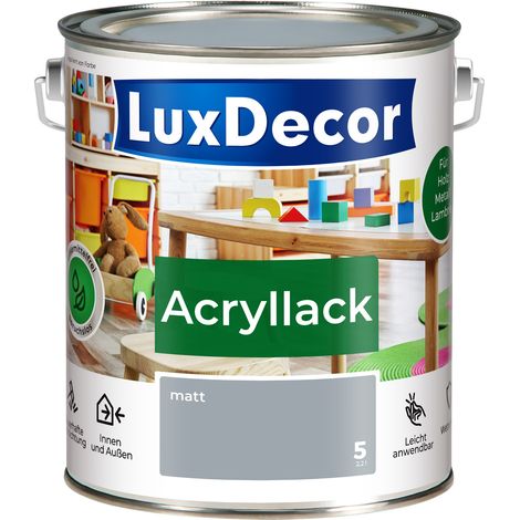 LUXDECOR Acryllack Holzfarbe Metall und Holz Lack Buntlack Matt (05) Novemberhimmel - 2,2L