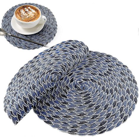 Lot de 2 sets de table ronds tissés antidérapants, 38 cm (1/5)