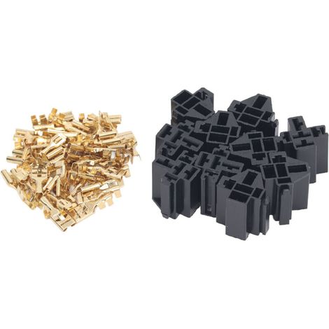 Kit de connecteurs de relais, 10 jeux, support de boîtier à 5 broches, prise 12V 30A 40A avec 30 pièces 10mm 20 pièces 6.3mm Terminal pour voiture camion véhicule (1/5)