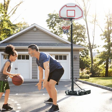 Panier de Basketball avec Hauteur Réglable de 155-210 cm Base Rembourrable et Roues pour Extérieur et Intérieur Multicolore (1/5)