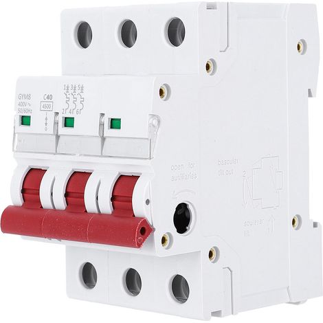 Disjoncteur miniature GYM8-C45, triphasé, 400 V CA, courant nominal 40 A/50 A/63 A (1/5)