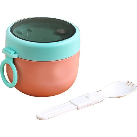 Gobelet petit-déjeuner isolé 304 acier inoxydable couvercle cuillère pot soupe lait bocal portable école bureau contenant bouillie rouge (1/5)