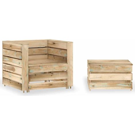 2-tlg. Garten-Lounge-Set aus Paletten Imprägniertes Kiefernholz