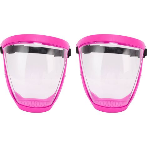 Lot de 2 masques de protection anti-poussière avec élastique de sécurité, réutilisables, avec filtres en coton, transparents, rose et blanc pour enfant. (1/5)