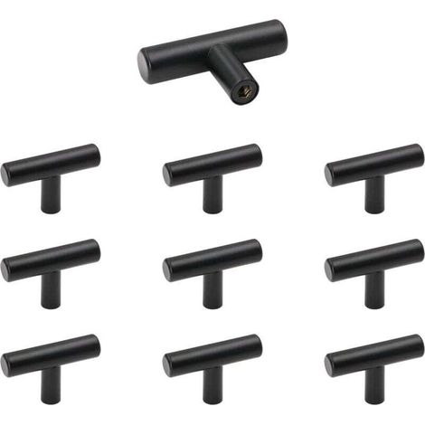 Pomello per mobili, set da 10 pezzi in acciaio inossidabile nero per ante di armadi, pomello vintage per cassetti con viti per comò e guardaroba - Crezuo