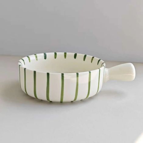 Bol en céramique vert de 20 cm avec poignée, plat à four, style minimaliste