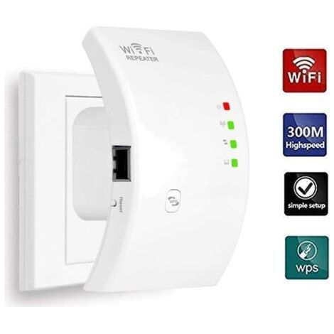 WiFi Repeater Powerful WiFi Amplifier N300, 2.4GHz WiFi Repeater with 1 Ethernet Port, Integrated IEEE 802.11 b/g/n Standard, Compatible with All Routers, Easy to Install (1/5)