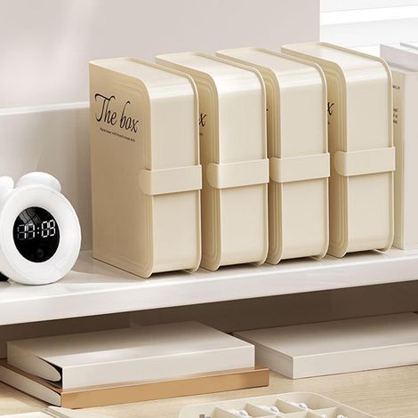 Datenkabel-Organizer, Handyhülle, Displayschutzfolie aus gehärtetem Glas, Powerbank, Kopfhörer, Ladekabel-Organizer, Aufbewahrungsbox für den Schreibtisch, cremeweiß (1/5)